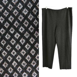 J. Jill Ponte Trouser Pants Slim Leg Spandex Micro Diamond Print Elastic Waist L